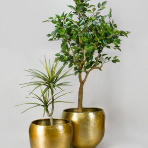 Brass-Look Aluminum Planter Pot