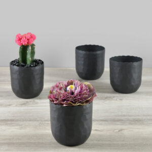 3.25in Tall Black Aluminum Mini Pots Set of 4