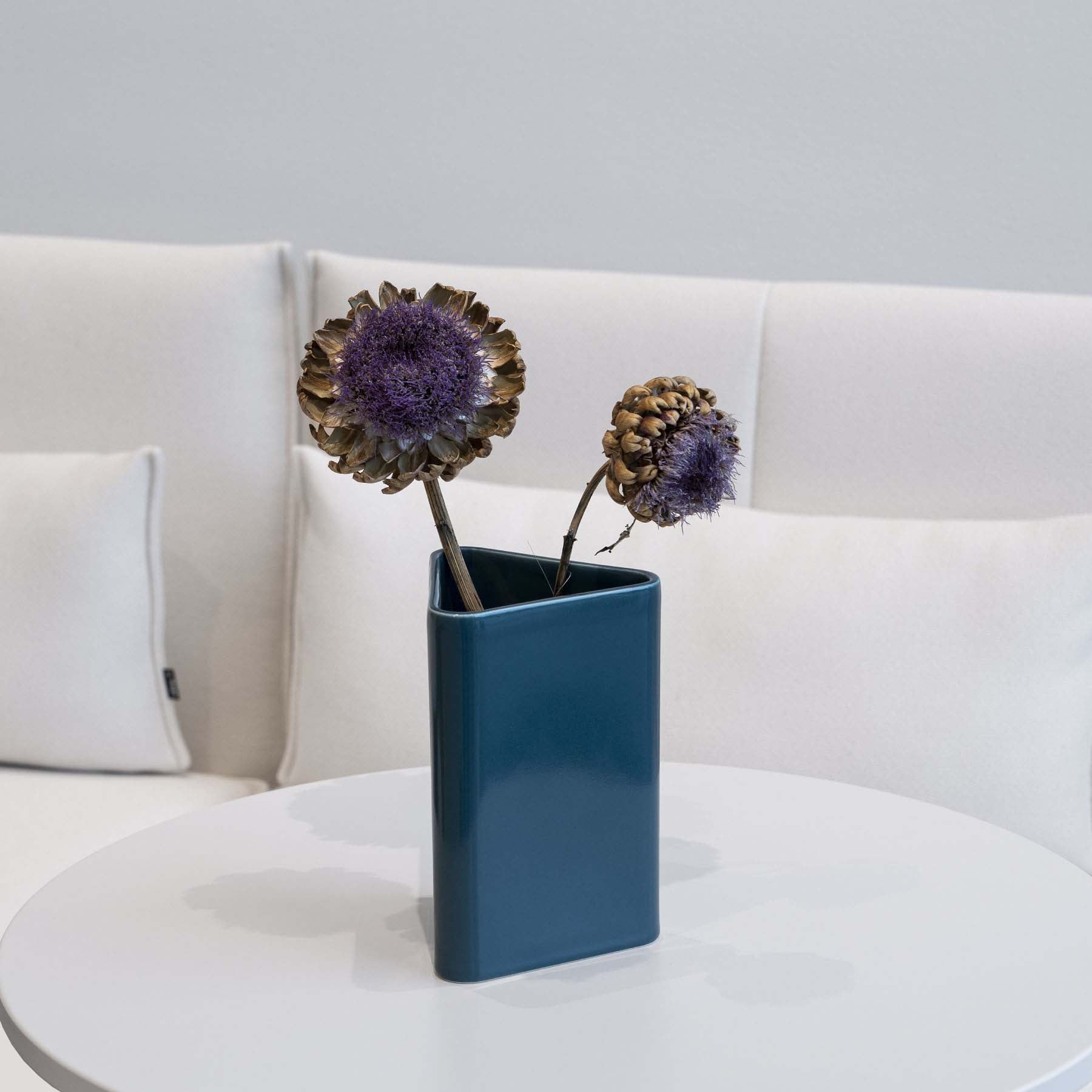 Large Snorkel Blue Slanted Rectangle Vase - Image 2