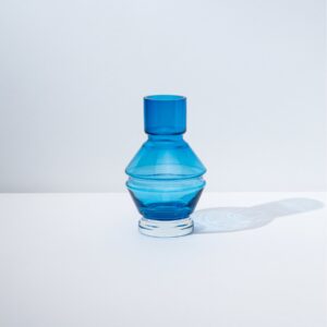 Aquamarine Blue Small Tiered Glass Vase