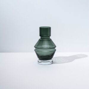 Smokey Gray Small Tiered Glass Vase