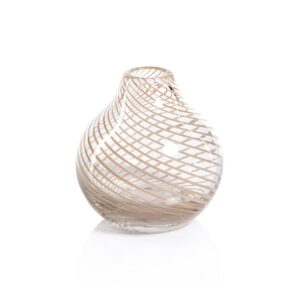 Clear Bud Vases with Beige Swirl