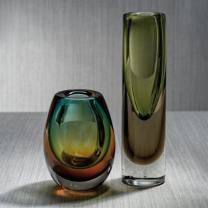 Amber and Green Glass Vase